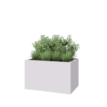 Pflanzkübel aus Stahl - Rechteckig - 100 x 60 x 60 cm - RAL9010 matte (weiß) - Mit Bodenplatte