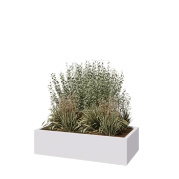 Pflanzkübel aus Stahl - Rechteckig - 120 x 60 x 30 cm - RAL9010 matte (weiß) - Ohne Bodenplatte