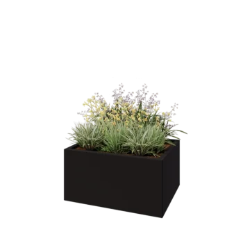 Pflanzkübel aus Stahl - Rechteckig - 80 x 60 x 40 cm - RAL9005 matte (schwarz) - Ohne Bodenplatte