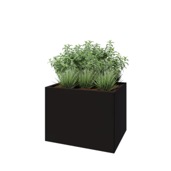 Pflanzkübel aus Stahl - Rechteckig - 80 x 60 x 60 cm - RAL9005 matte (schwarz) - Ohne Bodenplatte