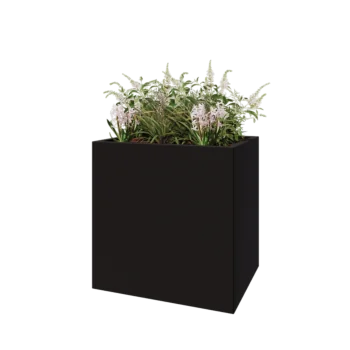 Pflanzkübel aus Stahl - Rechteckig - 80 x 60 x 80 cm - RAL9005 matte (schwarz) - Ohne Bodenplatte