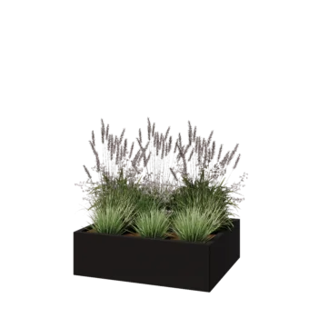 Pflanzkübel aus Stahl - Rechteckig - 100 x 80 x 30 cm - RAL9005 matte (schwarz) - Ohne Bodenplatte