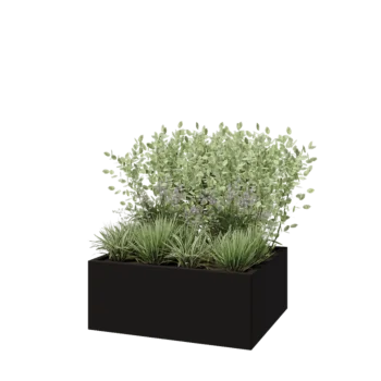 Pflanzkübel aus Stahl - Rechteckig - 100 x 80 x 40 cm - RAL9005 matte (schwarz) - Mit Bodenplatte