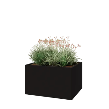 Pflanzkübel aus Stahl - Rechteckig - 100 x 80 x 60 cm - RAL9005 matte (schwarz) - Ohne Bodenplatte