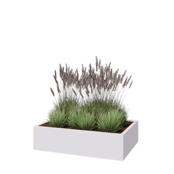 Pflanzkübel aus Stahl - Rechteckig - 120 x 80 x 30 cm - RAL9010 matte (weiß) - Mit Bodenplatte