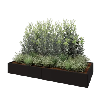 Hochbeet XXL aus Stahl - Rechteckig - 240 x 100 x 30 cm - RAL9005 matte (schwarz) - Mit Bodenplatte