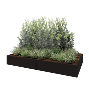 Hochbeet XXL aus Stahl - Rechteckig - 240 x 120 x 30 cm - RAL9005 matte (schwarz) - Mit Bodenplatte