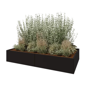 Hochbeet XXL aus Stahl - Rechteckig - 240 x 120 x 40 cm - RAL9005 matte (schwarz) - Ohne Bodenplatte