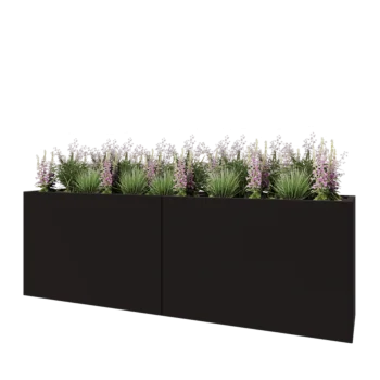 Hochbeet XXL aus Stahl - Rechteckig - 240 x 50 x 80 cm - RAL9005 matte (schwarz) - Ohne Bodenplatte
