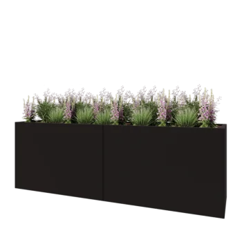 Hochbeet XXL aus Stahl - Rechteckig - 240 x 60 x 80 cm - RAL9005 matte (schwarz) - Ohne Bodenplatte