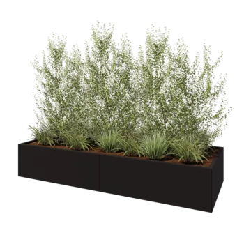 Hochbeet XXL aus Stahl - Rechteckig - 240 x 80 x 40 cm - RAL9005 matte (schwarz) - Mit Bodenplatte