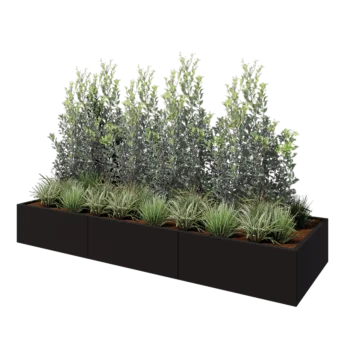 Hochbeet XXL aus Stahl - Rechteckig - 300 x 100 x 40 cm - RAL9005 matte (schwarz) - Mit Bodenplatte