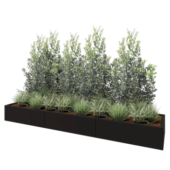 Hochbeet XXL aus Stahl - Rechteckig - 300 x 60 x 30 cm - RAL9005 matte (schwarz) - Mit Bodenplatte