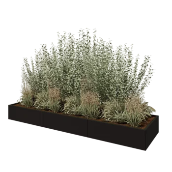 Hochbeet XXL aus Stahl - Rechteckig - 300 x 80 x 30 cm - RAL9005 matte (schwarz) - Mit Bodenplatte