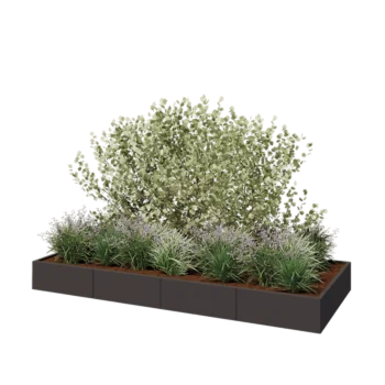 Hochbeet XXL aus Stahl - Rechteckig - 320 x 120 x 30 cm - Andere RAL farbe - Mit Bodenplatte