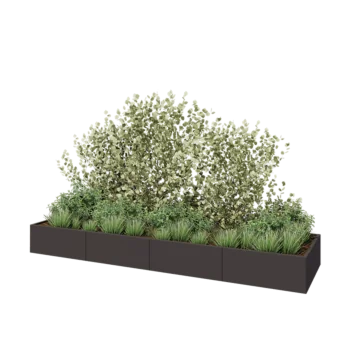 Hochbeet XXL aus Stahl - Rechteckig - 400 x 100 x 40 cm - RAL7016 matte (anthrazitgrau) - Mit Bodenplatte