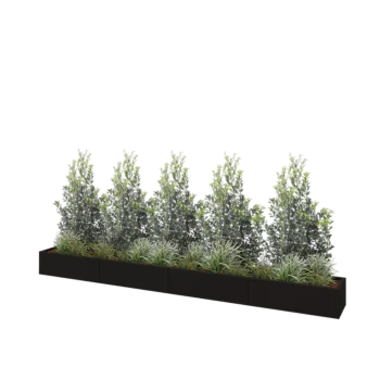 Hochbeet XXL aus Stahl - Rechteckig - 400 x 40 x 30 cm - RAL9005 matte (schwarz) - Mit Bodenplatte