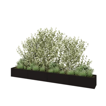 Hochbeet XXL aus Stahl - Rechteckig - 400 x 40 x 40 cm - RAL9005 matte (schwarz) - Mit Bodenplatte