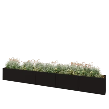 Hochbeet XXL aus Stahl - Rechteckig - 500 x 50 x 60 cm - RAL9005 matte (schwarz) - Mit Bodenplatte