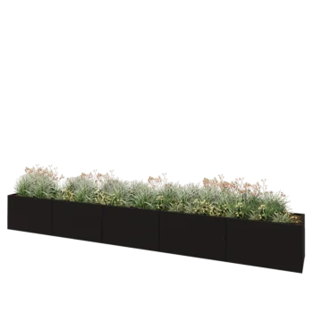 Hochbeet XXL aus Stahl - Rechteckig - 500 x 60 x 60 cm - RAL9005 matte (schwarz) - Mit Bodenplatte