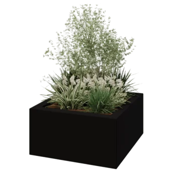 Fiberglas Pflanzkübel - Viereck - 80 x 80 x 40 cm - RAL9005 matte (Schwarz) - Mit Boden