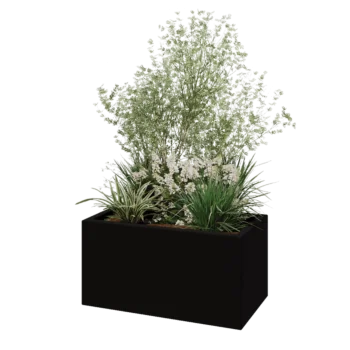 Fiberglas Pflanzkübel - Rechteck - 80 x 40 x 40 cm - RAL9005 matte (Schwarz) - Mit Boden