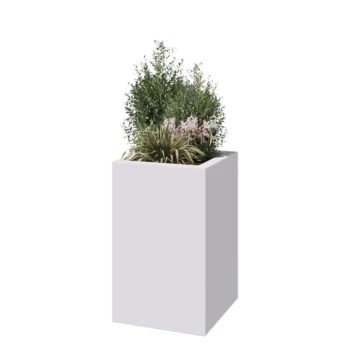 Fiberglas Pflanzkübel - Viereck - 50 x 50 x 80 cm - RAL9010 matte (Weiß) - Mit Boden