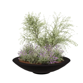 Fiberglas Pflanzkübel - Schale - Ø 153 x 34 cm - RAL9005 matte (Schwarz) - Mit Boden