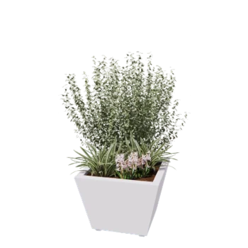 Pflanzkübel aus Stahl - Konisch - 60 x 60 x 41,5 cm - Geschweißt - RAL9010 matte (weiß) - Mit Bodenplatte