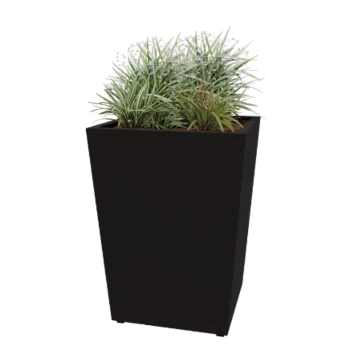 Pflanzkübel aus Stahl - Konisch - 80 x 80 x 101,5 cm - Geschweißt - RAL9005 matte (schwarz) - Mit Bodenplatte