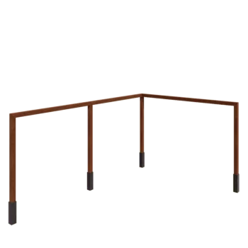 Cortenstahl Pergola - Eck - 600 x 412 x 242 cm - Mit Betonsockel
