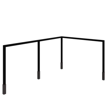 Pergola aus Stahl - Eck - 600 x 412 x 230 cm - RAL9005 matte (schwarz) - Mit Betonsockel