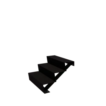 Außentreppe aus Stahl - 3-Stufige - 72 x 80 x 51 cm - RAL9005 matte (schwarz)